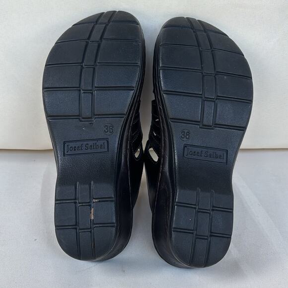 Josef Seibel Black Leather Strap Slip On Mules Hook and Loop Fastener SZ 5-5.5 - Picture 8 of 10